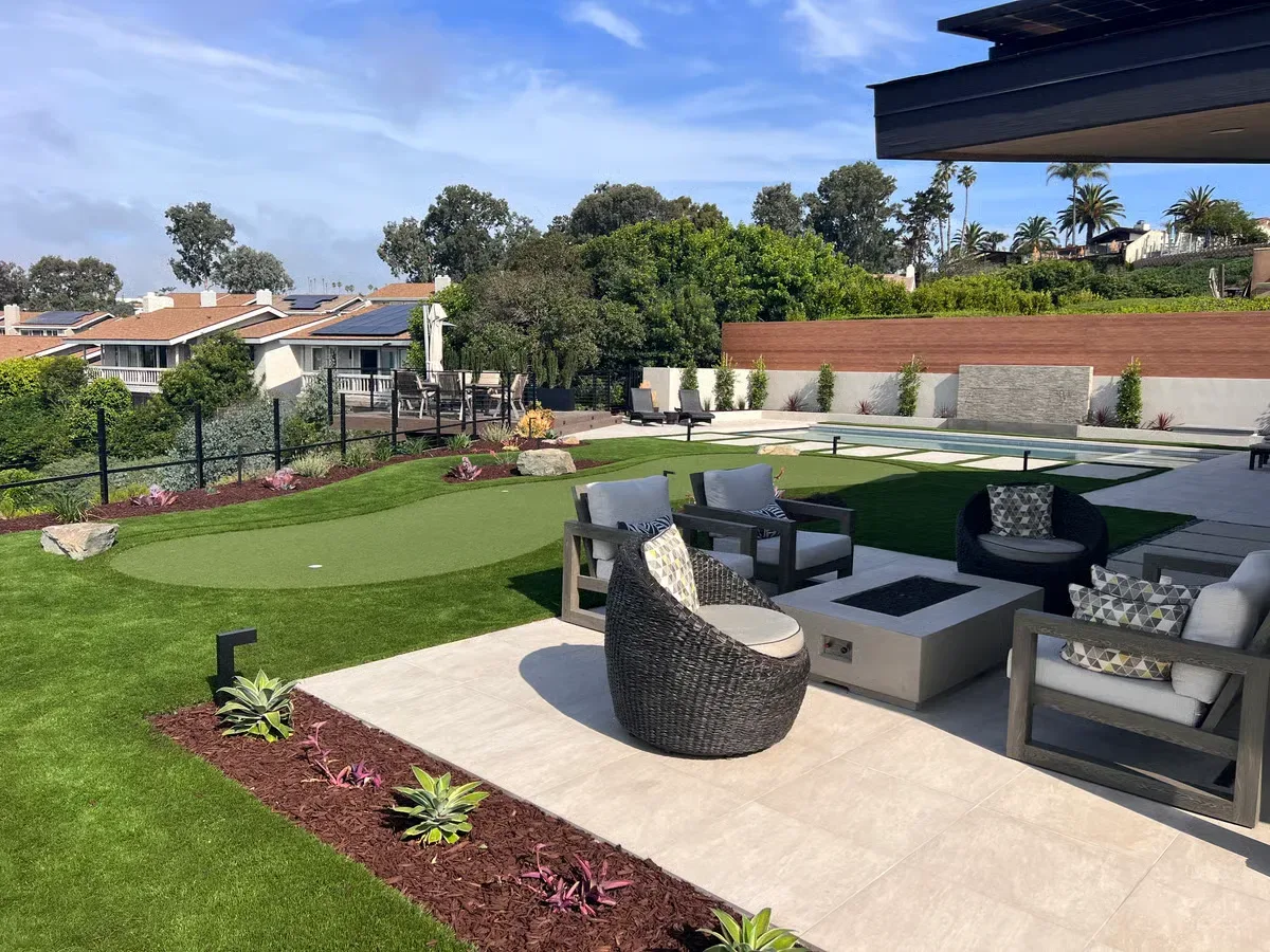 Custom backyard putting green installation in San Diego by Panjia Outdoors